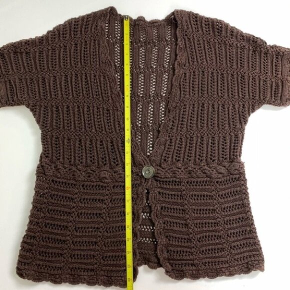 𝅺Short Sleeved Crocheted Cardigan Brown - Picture 4 of 6